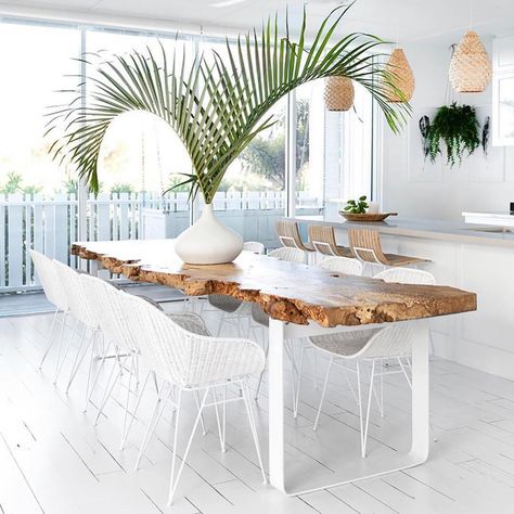 Grace Blu Design | Rona Graf on Instagram: “Who doesn’t love this table from @uniqwacollections ! The sun is shining 🌞 bright today and I’m feeling this tropical vibe 🌴.” Australian Hamptons Style, Uniqwa Collections, Tv Fal, Tropical Home Decor, Modern Beach House, Beach House Interior, Tropical Houses, Beach House Decor, Room Table