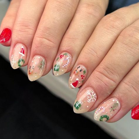 Christmas Mix And Match Nails, Christmas Nails Mix And Match, Mix And Match Christmas Nails, Mix And Match Nails, Match Nails, Nail Picking, Christmas Mix, Christmas Doodles, Nail Art Inspo