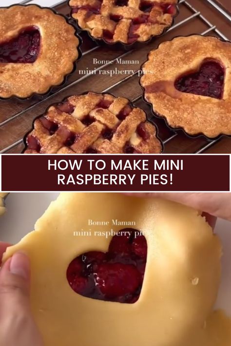 Tiny Temptations: How to Make Mini Raspberry Pies! Mini Raspberry Pie, Ramekin Desserts, Baking Dish Recipes, Ramekin Dessert, Raspberry Pie Recipe, Berry Pie Recipe, Tiny Pies, Mini Pie Recipes, Mini Cooking