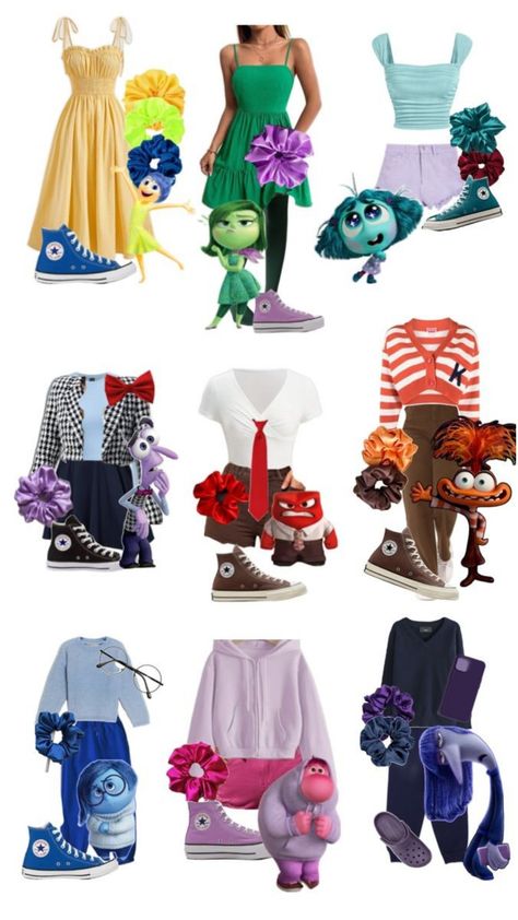 Diy Fantasia, Inside Out Costume, Disney Character Outfits, Purim Costumes, Disney Outfits Women, Cute Group Halloween Costumes, Cute Disney Outfits, Trio Halloween Costumes, Holloween Costume