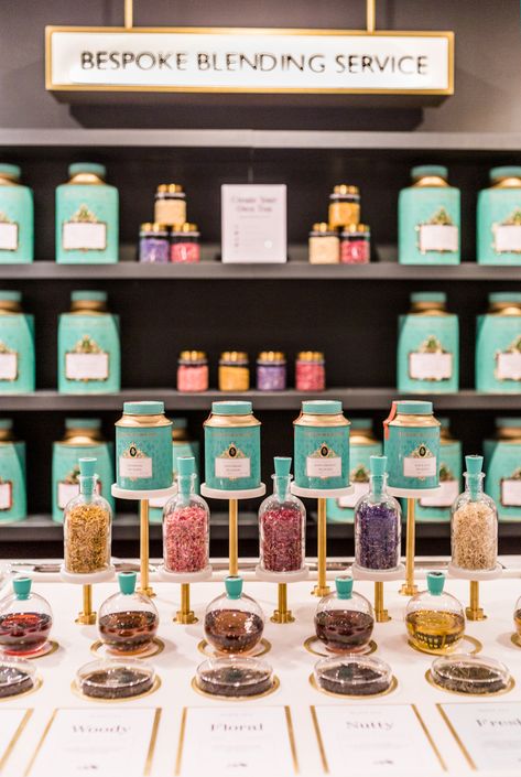 Herbal Tea Bar Ideas, Tea Shop Display, Tea Display Ideas Retail, Tea Accessories Ideas, Tea Business Ideas, Display Tea Bags, Tea Display Ideas, Tea Shop Ideas, Cute Tea Shop