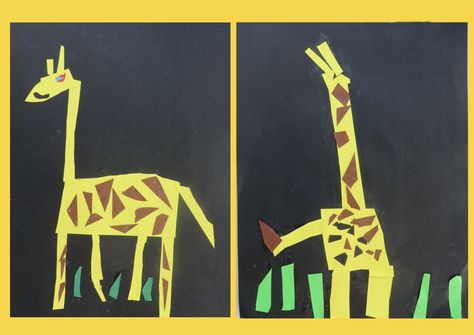 Giraffen knippen en plakken met kleuters, thema dierentuin, kleuteridee.nl, Preschool giraffe craft, zoo theme. Giraffe Craft, Zoo Animals Preschool, Zoo Preschool, Giraffe Crafts, Zoo Theme, Jungle Art, Animal Art Prints, Wild Creatures, Bible Crafts