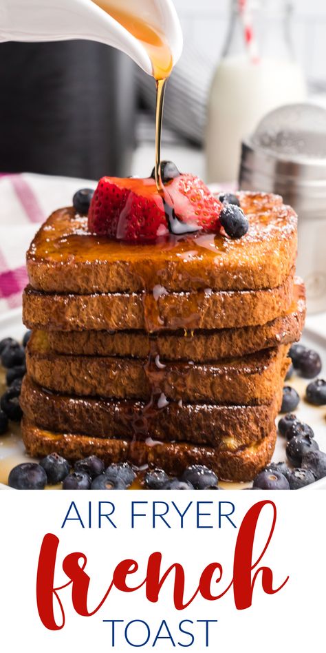 This Air Fryer French Toast recipe is one of my favorite easy recipes to make with the air fryer. You'll love how quick and hands-off this delicious breakfast dish is! Made with bread, milk, egg, sugar, and cinnamon. It's an easy air fryer breakfast recipe that everyone loves. Air Fryer French Toast, Air Fryer Breakfast, Nutella French Toast, Keto Baking, Make French Toast, Airfryer Recipes, Easy Air Fryer, Air Fryer Recipes Easy, French Toast Recipe