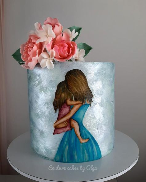 Mother's day by Couture cakes by Olga Mother Birthday Cake, Hand Painted Cake, Birthday Cake For Mom, Painted Cake, Silhouette Cake, Cake Wrecks, Hand Painted Cakes, Couture Cakes, Cake Decorating Piping