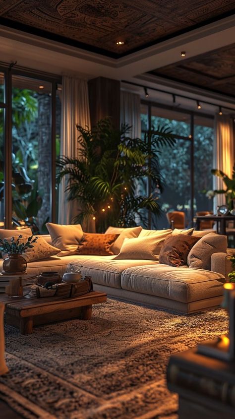 Dream House Interior, Decor Home Living Room, Boho Living Room, Living Room Style, A Living Room, Home Room Design, Dream House Decor, Cozy Living Rooms, Large Windows