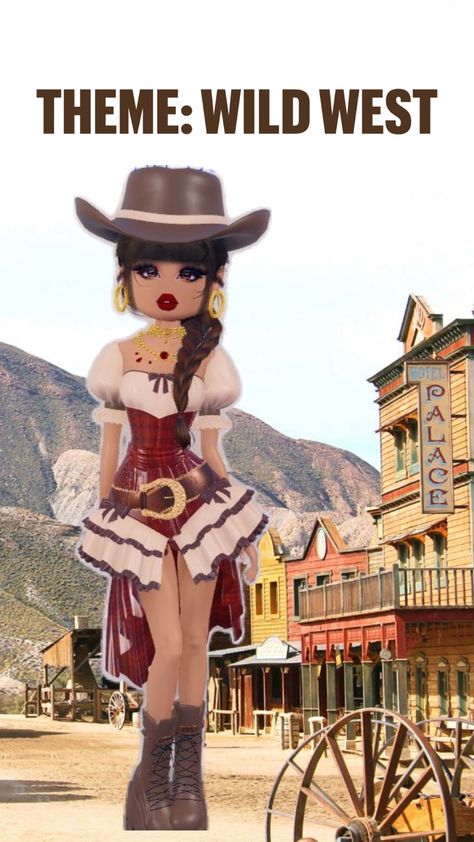 @slaygurl💗💓💞💕 Wild West Outfits, Wild West Theme, Cowgirl Dresses, Themed Outfits, Cute Art Styles, Drawing Base, Wild West, Fashion Art, Dress To Impress