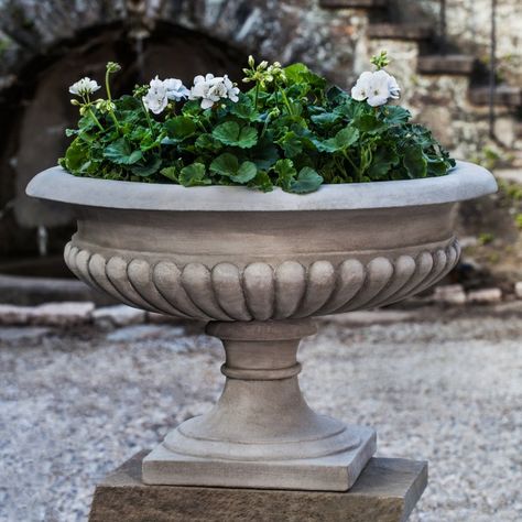 Campania International Kingscote Urn Cast Stone Planter Newport Mansions, Campania International, Plastic Planter Boxes, Fiberglass Planters, Garden Urns, Urn Planters, Stone Planters, Steel Planters, Cast Stone