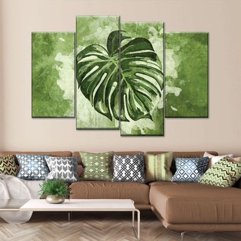 Tropical Leaf Wall Art | Painting Slate Wall Tiles, Travertine Wall Tiles, Marble Wall Tiles, 3d Wall Tiles, Porcelain Wall Tile, Granite Tile, Leaf Wall, Summer Decorating Ideas, Solid Hardwood Floors