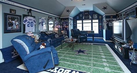 IT’S TRUE-BLUE ENVY - Dallas Cowboys have NFL’s best fan base - America’s Team haters face the leagues most avid, engaged, passionate and supportive fans Dallas Cowboys Room Decor, Dallas Cowboys Bedroom, Dallas Cowboys Room, Cowboy Bedroom, Football Man Cave, Cowboy Room, Football Rooms, Dallas Cowboys Decor, Dallas Cowboys Pictures