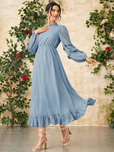 Causal Frocks, Long Maxi Dresses, Western Work, Dresses Modest, Ruffle Hem Dress, Dresses Summer, Long Maxi, Hem Dress, Hot Days