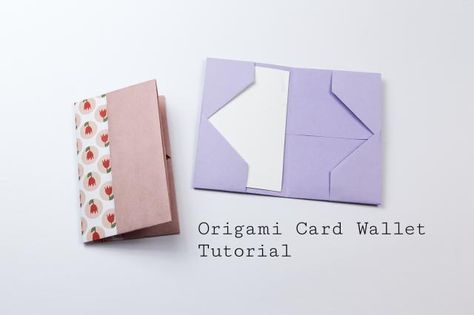 Learn how to make a simple origami wallet to keep business cards or credit cards in! These are easy to follow step by step instructions! Diy Origami Wallet, Card Wallet Tutorial, Origami Letter, Origami Box Tutorial, Origami Card, Origami Wallet, Box Origami, Origami Cards, Origami Paper Folding