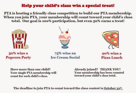 What an amazing idea. Must do this for next years PTA membership class incentive Pta Membership Drive Incentives, Pta Membership Ideas, Pto Membership Drive, Pta Membership Drive, Pto Fundraisers, Ptsa Ideas, Parent Council, Pto Membership, Membership Ideas