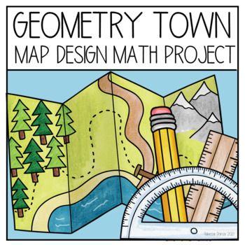 UPDATED 2021-  If you have already purchased you may download again for the updates! I created this project as a fun, interactive way for students to practice and review geometry vocabulary and concepts! This is a great project to use at the end of a geometry unit, review for testing, or end of the year activity.  Students will use geometric shapes and follow the directions to create a new town. To help differentiate, I created two different sets of instructions, student checklists, and scoring 1st Grade Geometry Activities, Geometry Map Project, Geometry For 2nd Grade, Fun Geometry Activities, 4th Grade Geometry Activities, Quadrilateral Project, Angles Math Activity, 4th Grade Geometry, Geometry Games