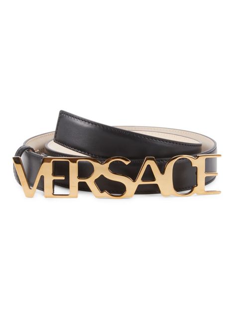 Shop or share your style of the product on ModeSens! An Italian leather belt by Versace flaunts a distinctive goldtone buckle in a slim design. Goldtone hardware Buckle: Goldtone metal Calf leather Made in Italy SIZE Width, about 1.10". Center Core - Luxury Handbags > Saks Off 5th > Barneys Warehouse. Versace. Color: Black Gold. Size: 90 (XL). Versace Logo, Cloth Belt, Versace Belt, Versace Accessories, Studded Belt, Western Belts, Versace Men, Slim Design, Belt Size