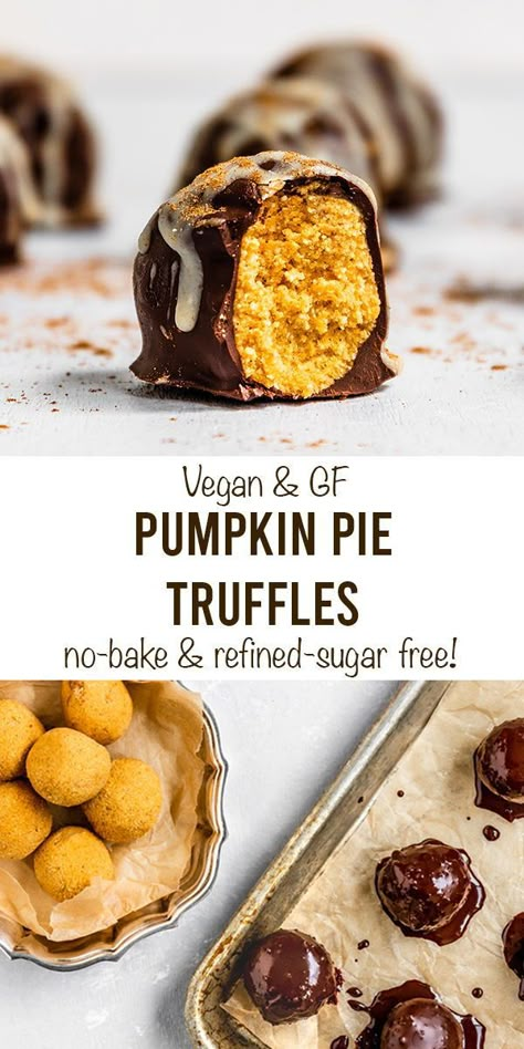 Gf Pumpkin Pie, Healthy Thanksgiving Dessert, Pumpkin Pie Truffles, Healthy Halloween Desserts, Fall Desserts Gluten Free, Healthy Halloween Candy, Vegan Halloween Treat, Healthy Thanksgiving Desserts, Vegan Halloween Food