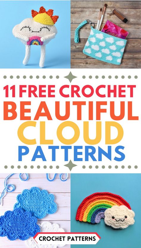 Free Crochet Cloud Patterns Crochet Cloud, Crochet Doll Clothes Patterns, Super Scarf, Cloud Cake, Ravelry Crochet, Diy Clouds, Crochet Phone Cases, Clouds Pattern, Crochet Doll Clothes