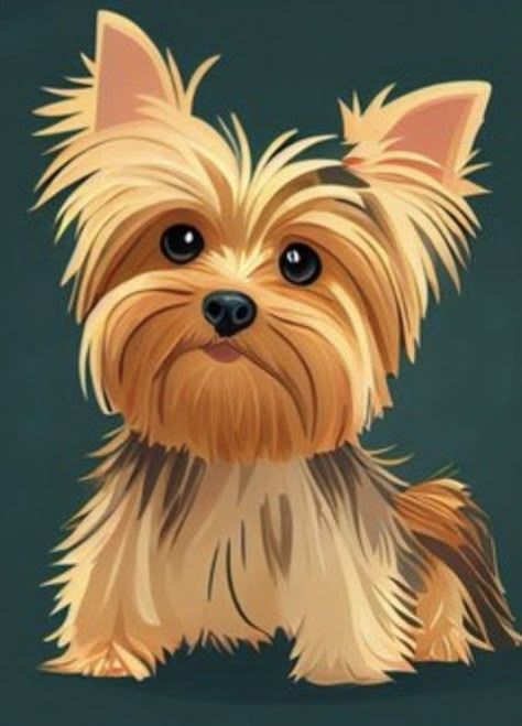 Yorkie Illustration Cartoon, Yorkie Terrier Painting, Yorkie Drawing Simple, Yorkie Painting Easy, Yorkie Terrier Drawing, Yorkie Drawing, Cartoon Yorkie, Yorkie Illustration, Yorkie Painting