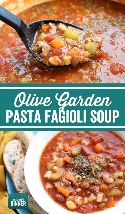 Golush Recipes, Olive Garden Pasta Fagioli, Soup Italian, Olive Garden Soups, Olive Garden Pasta, Garden Pasta, Pasta Fagioli Recipe, Pasta Fagioli Soup, Pasta E Fagioli Soup