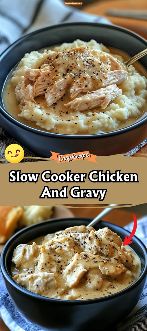 Enjoy the simple pleasures of Slow Cooker Chicken and Gravy, where chicken breasts are cooked to tender perfection in a creamy gravy. This dish is the epitome of comfort food, easy to prepare and perfect for a no-fuss dinner that the whole family will love. #SlowCookerChicken #EasyDinner #ComfortFood Slow Cooker Chicken And Gravy, Air Fryer Chicken Leg Recipe, Chicken Leg Recipe, Cook Off Ideas, Crockpot Chicken And Gravy, Chicken Gravy Recipe, Chicken Breast Slow Cooker, Easy Beef And Broccoli, Chicken Breast Crockpot