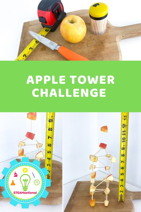 Apple Tower STEM Challenge Lesson Plan for Elementary Apple Stem Activities, Tower Stem Challenge, Simple Stem Challenges, Thanksgiving Stem Activities, Thanksgiving Stem, Easy Stem, Stem Engineering, When School Starts, Engineering Challenge