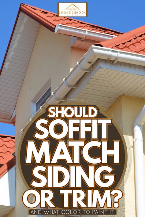 Should Soffit Match Siding Or Trim? [And What Color To Paint It] - Home Decor Bliss Painting Fascia And Soffit, Grey Siding White Windows, Soffit And Fascia Ideas Exterior, Painting Soffits Exterior, Painted Soffit Exterior, Fascia And Soffit Colors, Facia And Soffit Ideas, Dark Fascia And Soffit, Bronze Soffit And Fascia