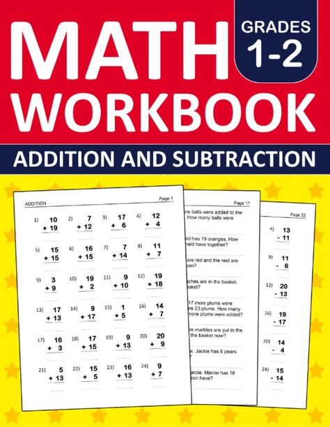 PRICES MAY VARY. We believe kids get better at math with practice This workbook is intended for 1st and 2nd grades, where students have already studied addition and subtraction.   This book will help students prepare for an exam. - Support homeschool students. - Keep students busy during breaks. Math Workbook comes with: addition and subtraction Exercises - large size - 8.5 x 11. Worksheets For Grade 1, Math Workbook, Subtraction Worksheets, Math Practice, 1st Grade Worksheets, Math Practices, 2nd Grade Math, Addition And Subtraction, Get Better