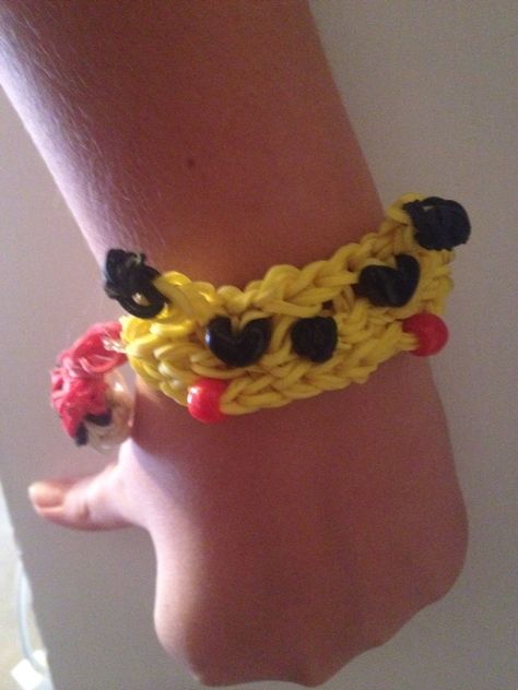 Pikachu with a pokeball rainbow loom bracelet Rainbow Loom Bracelet, Rainbow Loom Bracelets, Loom Knit, Loom Bracelet, Rainbow Loom, Loom Bracelets, Loom Knitting, Rope Bracelet, Loom