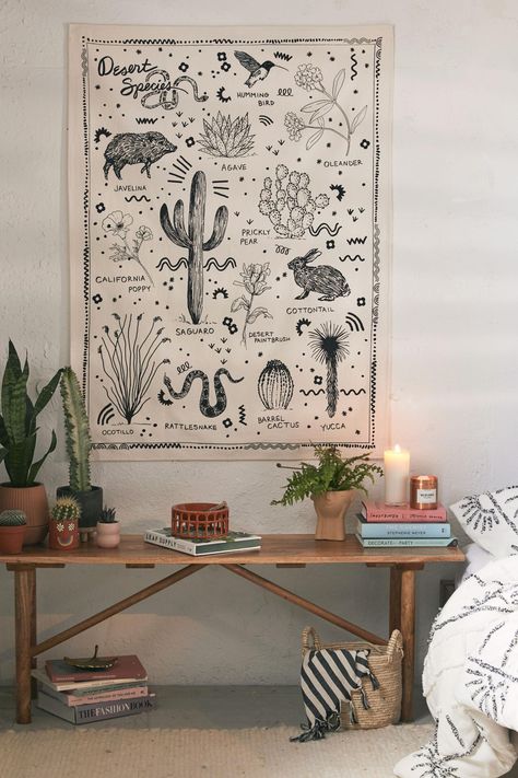 Desert Species Reference Chart Tapestry | Urban Outfitters Australia Film Decor, Farmhouse Side Table, Cute Dorm Rooms, Reference Chart, Decoration Inspiration, Master Bedrooms Decor, Farmhouse Living, My New Room, Home Decor Tips