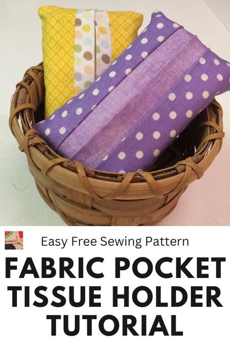 Here is a simple tutorial on how to sew a fabric pocket tissue holder for travel-size tissues. It is a quick and easy sewing craft. Plus, this is a great beginner sewing pattern. Super easy to make (under 15 minutes) with scrap fabric and basic sewing skills, straight machine stitching. DIY tissue holders make adorable gifts for family, friends, teachers, anyone. They are perfect for school-aged children to put in their backpacks. Don't forget to make one for yourself! Tissue Holder Pattern, Pocket Tissue Holder, Stitching Diy, Pocket Tissue, Sewing Machine Instructions, Machine Stitching, Beginner Sewing Patterns, Sewing Projects Free, Scrap Fabric Projects