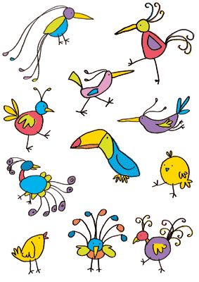 Quirky Birds Art, Funky Bird Art, Bird Doodles Simple, Wonky Birds, Funky Birds, Doodle Birds, Quirky Birds, Bird Doodle, Bird Template