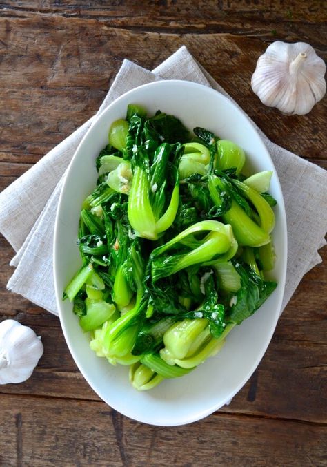 #Garlic #Baby #Bok #Choy recipe by thewoksoflife.com #vegan #vegetarian #Chinese #leafygreens Chinese Vegetables, Holiday Side Dishes, Healthy Veggies, Green Vegetables, Vegetable Sides, Asian Dishes, Veggie Dishes, Vegetable Dishes, Veggie Recipes