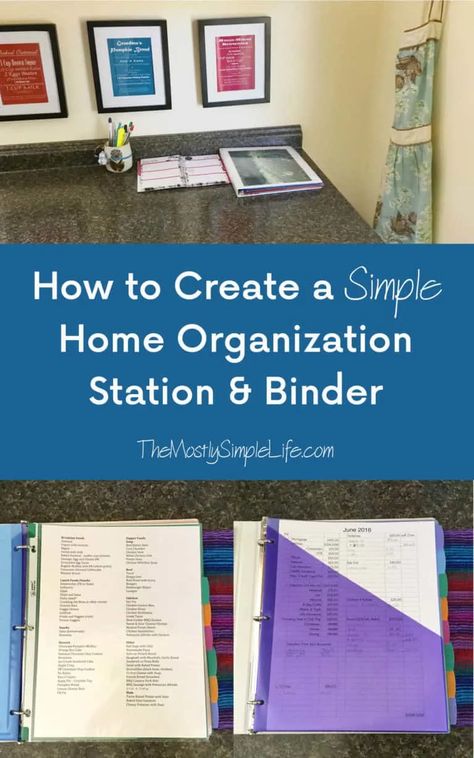 Creating a Simple Home Organization Station & Binder - The (mostly) Simple Life Homemaking Binder, Home Organization Binders, Organization Binder, Diy Organizer, Household Binder, Organization Station, Home Binder, Organizing Paperwork, Life Binder