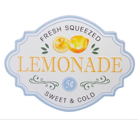 Spring home decor finds! Ideas for affordable spring home decor! Accent Wall In Kitchen, Lemonade Sign, Fresh Squeezed Lemonade, Spring Wall Decor, Fresh Lemonade, Lemon Decor, Decorative Wall Plaques, Blue Border, Farm Stand