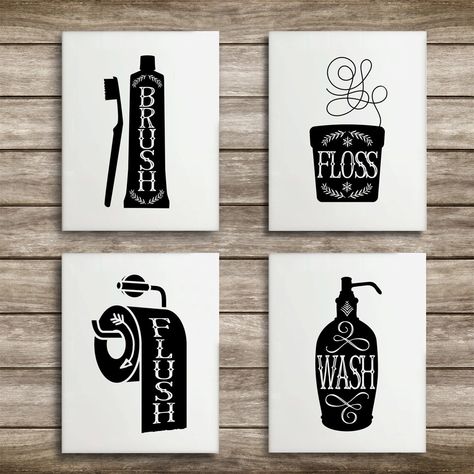 Diy Bathroom Wall Decor, Diy Bathroom Wall, Paintings Black And White, Calendar Decal, Wall Decor Black And White, Bathroom Canvas, Washroom Decor, White Photo Frames, Art Deco Bathroom