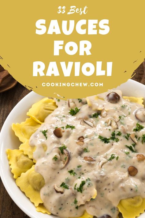 Sauce For Mushroom Ravioli, Sauces For Ravioli, Spinach Ravioli Recipe, Mushroom Ravioli Sauce, Homemade Ravioli Filling, Amazing Sauces, Zucchini Pasta Sauce, Pumpkin Alfredo Sauce, Best Sauces