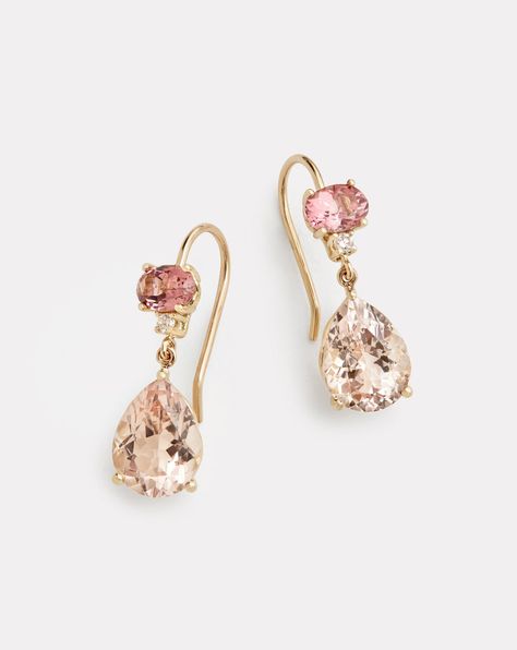 Pink Tourmaline, Morganite, and Diamond Drop Earring – Jamie Wolf Morganite Necklace, Morganite Jewelry, Morganite Earrings, New York City Ballet, City Ballet, Prom Earrings, Gem Earrings, Pink Gem, Pearl And Diamond Earrings