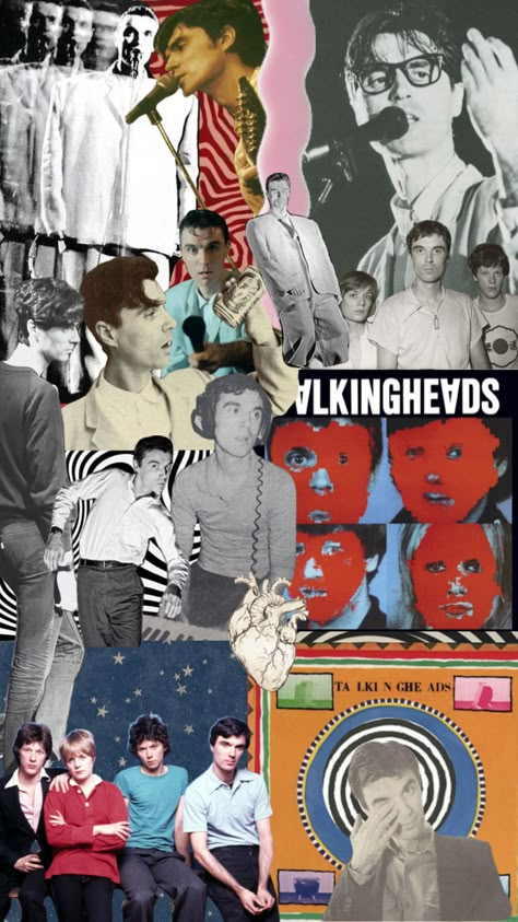 Talking Heads Wallpaper, Talking Heads Tattoo, The Talking Heads, Oingo Boingo, David Byrne, Collage Art Projects, Head Tattoos, Talking Heads, Poster Pictures