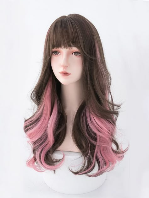 Brown Hair With Pink Highlights, Brown And Pink Hair, Pink Hair Streaks, Pink Hair Highlights, Highlights Pink, Pink Hair Extensions, Sunkissed Hair, Pink And Black Hair, Brown Hair Extensions