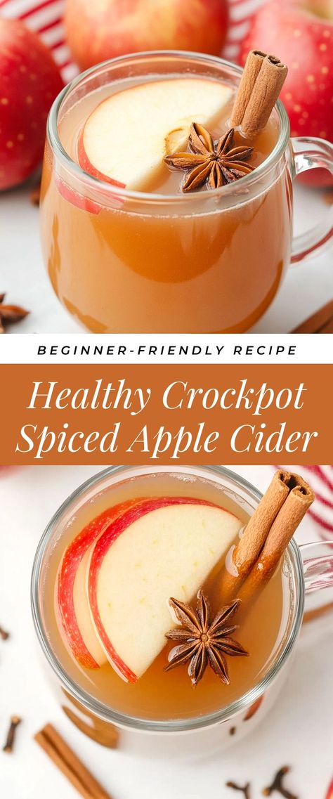 Image for Healthy Crockpot Spiced Apple Cider Drinks Using Apple Cider, Spiced Apple Cider Crockpot, Crockpot Cider Recipe, Crockpot Apple Cider Easy, Apple Cider Christmas Drink, Best Apple Cider Recipe, How To Make Apple Cider, Apple Cider Recipe Homemade, Warm Apple Cider Recipe