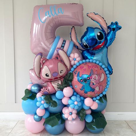 💗 Calla 💗 I mean who doesn’t love a little LILO and STITCH! Happy Birthday Princess 💗 . . . . . #liloandstitch #balloondecor… | Instagram Stitch Balloon Bouquet, Lilo And Stitch Happy Birthday, Lilo And Stitch Decorations, Stitch Birthday Party Decorations, Stitch Happy Birthday, Stitch Birthday Party, Stitch Decoration, Party Ballons, Stitch Birthday