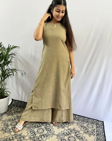 Don't wear what fashion designers tell you to wear. Wear what they wear 👉 Presenting Beautifully Cut sleeves Cotton Slub cord set kurta set 🤩 Perfect for office wear / Daily wear / Party wear This pattern gives you the look of a perfect ethnic and elegant look New pattern new design Available in beautiful cotton Slub smarty fabric Cotton Slub 👉🏻Kurta : Cotton Slub 👉🏻Plazo : Cotton Slub ( one side pocket) Kurta's Length 46-47 Premium quality products 👉 Sizes : 38, 40, 42, 44, 46 ... Sleeveless Kurta Set, Sleeveless Kurti, Sleeveless Kurta, Kurta Cotton, Coord Sets, Cord Set, A Line Kurta, Punjabi Salwar Suits, Pantsuits For Women