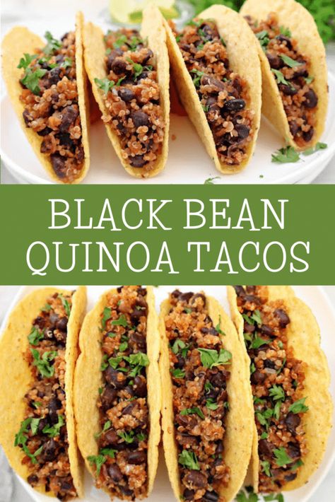 Black Beans And Quinoa, Taco Night Recipes, Taco Spices, Beans And Quinoa, Quinoa Tacos, Easy Skillet Dinner, Dairy Free Appetizers, Meatless Dinners, Taco Toppings