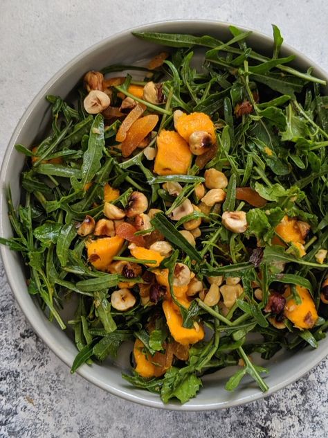 Mango Rocket Hazelnut Salad - Simple, Stunning and Delicious Salad Recipes Vegetarian, Hazelnut Salad, Rocket Salad, Vegetarian Salad Recipes, Healthy Indian Recipes, Easy Indian Recipes, Vegetarian Salads, Mango Recipes, Mango Salad