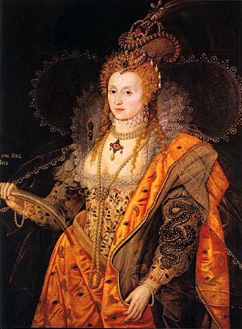 Queen Elizabeth I as "The Queen of Love And Beauty" -- 1600-1602, attr. to Isaac Oliver (1565, Ruan, Francia - 2 de octubre de 1617, Londres). Owned by the Marquess of Salisbury; on display in the Marble Hall at Hatfield House, Hatfield, Hertfordshire, England, UK. Pintor perteneciente al período manierista o alto renacimiento Queen Elizabeth 1, Rainbow Portrait, Ratu Elizabeth, Kenilworth Castle, Tudor Court, Elizabeth Bathory, Elizabethan Era, Tudor Dynasty, Reine Elizabeth