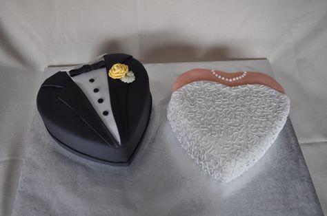 Heart Bride and Groom - Heart Shaped Bride and Groom cake for my Sister in Law's Bridal Shower. Wedding Shower Cake, Wedding Shower Food, Ladybug Cakes, Tuxedo Cake, Wedding Shower Cakes, Dragon Wedding, Heart Wedding Cakes, Bride And Groom Cake, Bridal Shower Cupcakes