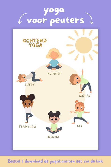 Introduceer je peuter in de wereld van yoga met deze leuke yogakaarten. kinderfysiotherapie, bewegingsspellen, yoga voordelen, mentale rust, actieve peuter, gezondheid kinderen, yoga basisschool, spelenderwijs leren, lichamelijke opvoeding, ontwikkeling flexibiliteit Yoga Mindfulness, Yoga Flow, Preschool, Rust, Mindfulness, Yoga, Van, Pre School