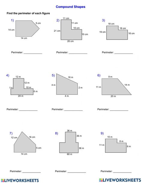 Area Of Composite Figures, Compound Shapes, Composite Figures, Area And Perimeter Worksheets, Composite Shapes, Volume Worksheets, Area Worksheets, Two Dimensional Shapes, Perimeter Worksheets