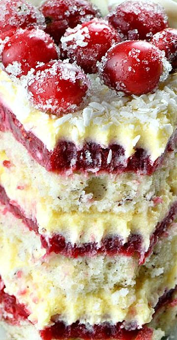 Cranberry Layer Cake Taste Of Home, Apple Cranberry Cake Recipe, Cranberry Layer Cake, White Chocolate Christmas Cake, White Chocolate Cranberry Cake, Redbird Cake, Christmas Cranberry Poke Cake, Lemon Cranberry Cake, Simple Christmas Cakes