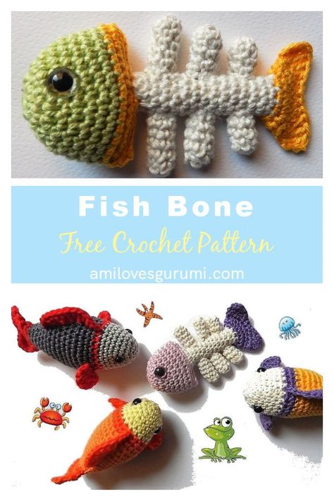 Crochet Cat Doobie Toy Pattern, Fish Cat Toy Crochet, Cat Toys To Crochet, Crochet Kitten Toys Free Pattern, Crochet Fish Skeleton, Crochet Kitten Toys, Fish Bone Crochet Pattern, Crochet Patterns Cat Toys, Free Cat Toy Crochet Patterns