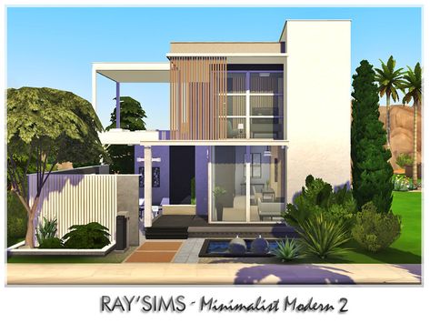 The Sims Resource - Minimalist Modern 2 Sims 4 Modern House, Sims 4 City Living, Modern Wooden House, The Sims 4 Lots, San Myshuno, Home Minimal, Small Modern Home, Modern Tiny House, Modern Mansion